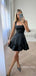 Elegant Square  A-line Ruffle Black Short Homecoming Dress, Prom Dress, PD382250