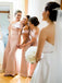 Elegant Pink Off the Shoulder Sleeveless Mermaid Long Bridesmaid Dress, PD3155