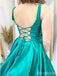 Elegant Green Square Lace-Up A-line Long Prom Dress,PD38082