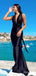 Sexy Black V-neck Backless Mermaid Long Prom Dress, Evening Dress, PD38084