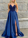 Gorgeous Navy Blue Lace Top Side Slit Mermaid Long Prom Dress, Evening Dress, PD38089