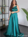 Elegant Green One Shoulder A-line Long Prom Dress, Evening Dress, PD38074