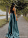 Elegant Green One Shoulder A-line Long Prom Dress, Evening Dress, PD38074