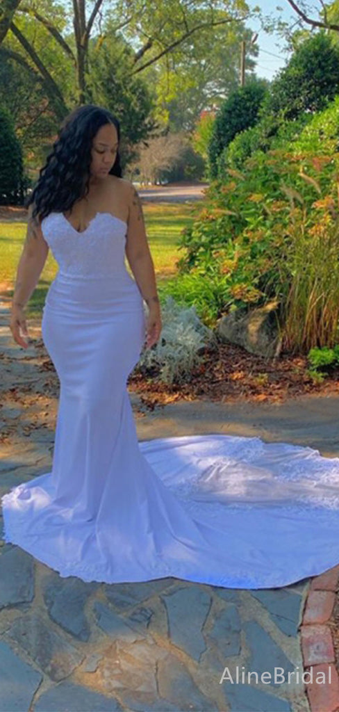 Gorgeous White Sweetheart Strapless Mermaid Long Prom Dress, PD38073