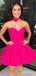 Gorgeous Pink Sweetheart Strapless A-line Short Homecoming Dress with Handmade Flower, HD327988