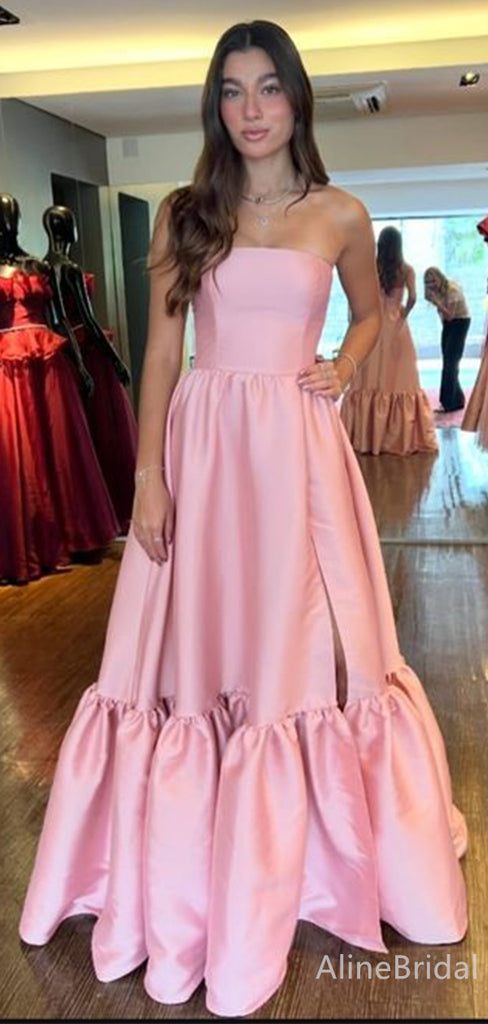 Stunning Pink Strapless A-line Long Prom Ball Gown, Evening Dress, PD38110