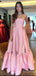 Stunning Pink Strapless A-line Long Prom Ball Gown, Evening Dress, PD38110