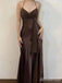 Sexy Chocolate V-neck Halter Mermaid Long Prom Dress, Evening Dress, PD38116