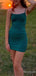 Simple Green Spaghetti Strap Tight Short Homecoming Dress, HD327996