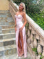 Sexy Pink Spaghetti Strap Side Slit Mermaid Long Prom Dress, Evening Dress, PD38118
