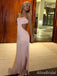 Elegant Light Pink Strapless Side Cut Out Mermaid Long Prom Dress with Slit, PD38121