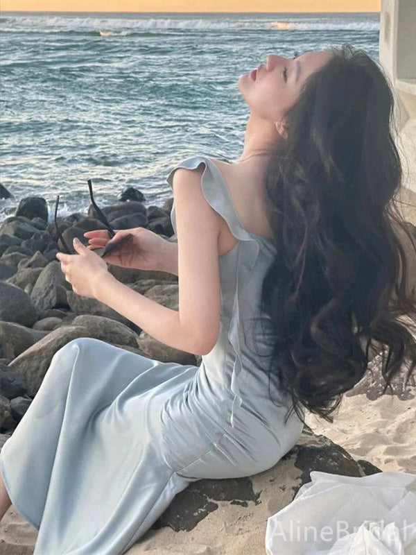 Elegant Mist Cowl Neck Mermaid Long Prom Dress, Evening Dress, PD38125