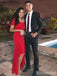 Elegant Red V-Neck High-Low Mermaid Long Prom Dress, PD38129