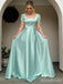 Elegant Mint Green Square A-line Long Prom Dress, Evening Dress, PD38131