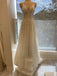 Sparkly White V-neck Spaghetti Strap A-line Long Prom Dress, Tulle Evening Gowns, PD38132