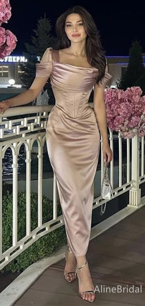 Elegant Champagne Square Mermaid Long Prom Dress, Evening Dress, PD38134