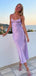 Elegant Purple Spaghetti Strap Mermaid Long Prom Dress with Slit, Evening Dress, PD38135