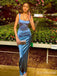 Elegant Blue Square Mermaid Long Prom Dress, Evening Dress, PD38140