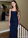 Sparkly Blue Spaghetti Strap Lace-up Mermaid Long Prom Dress,PD38141