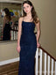 Sparkly Blue Spaghetti Strap Lace-up Mermaid Long Prom Dress,PD38141