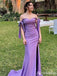 Elegant Sweetheart Off-Shoulder Purple Long Mermaid Prom Dress, PD38148