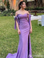 Elegant Sweetheart Off-Shoulder Purple Long Mermaid Prom Dress, PD38148