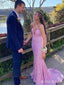 Sparkly Pink Sequins Sweetheart Spaghetti Strap Mermaid Long Prom Dress, PD38152