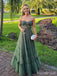 Elegant Green Sweetheart Strapless A-line Long Layered Tulle Prom Dress, PD38153