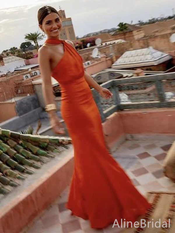 Unique Orange One Shoulder Mermaid Long Prom Dress, Evening Dress, PD38156