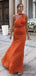 Unique Orange One Shoulder Mermaid Long Prom Dress, Evening Dress, PD38156
