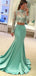Gorgeous Teal Lace Long Sleeves Mermaid Long Prom Dress, PD38161