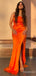 Elegant Orange Strapless Side Slit Memraid Long Prom Dress,PD38163