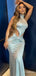 Unique Mint Green Halter Mermaid Long Prom Dress,Side Cut Out Evening Gown, PD381756