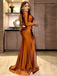 Sexy Burnt Orange Side Slit Cut Out Mermaid Long Prom Dress, Evening Gown, PD381757