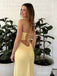 Sexy Yellow Strapless Backless Mermaid Long Prom Dress, PD381760