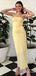 Sexy Yellow Strapless Backless Mermaid Long Prom Dress, PD381760