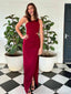 Elegant Red Side Slit One Shoulder Cut Out Mermaid Long Prom Dress, Evening Dress, PD381761