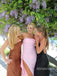Elegant Side Slit Pleated  Strapless Pink Soft Satin Long Prom Dress, Evening Dress, PD382238