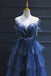 Sparkly Blue Strapless A-line Layered Tulle rom Dress, PD3663