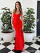 Elegant Red V-neck Side Cut-Out Mermaid Long Prom Dress, PD381765