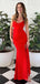 Elegant Red V-neck Side Cut-Out Mermaid Long Prom Dress, PD381765