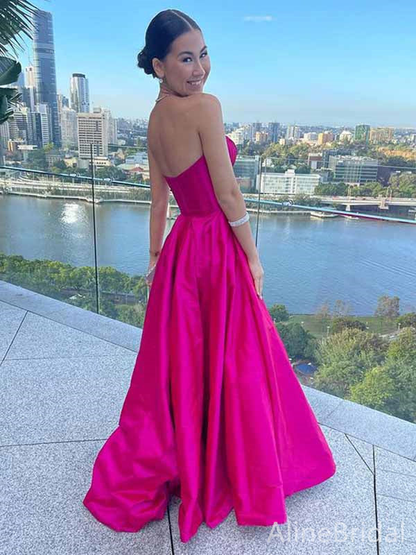 Gorgeous Sweetheart Strapless A-line Long Prom Dress with Slit, PD381768