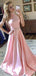 Elegant Soft Pink Halter Backless A-line Long Prom Dress,PD381773