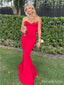 Elegant Red Sweetheart Strapless Mermaid Long Prom Dress, PD381777