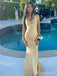 Sexy Yellow V-neck Split Side Mermaid Long Prom Dress, Evening Dress, PD381778