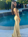 Sexy Yellow V-neck Split Side Mermaid Long Prom Dress, Evening Dress, PD381778