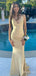 Sexy Yellow V-neck Split Side Mermaid Long Prom Dress, Evening Dress, PD381778