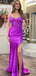 Sparkly Purple V-neck Backless Side Slit Corset Mermaid Long Prom Dress, Evening Dress, PD381781