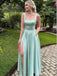 Elegant Mint Green Square Side Slit A-line Long Prom Dress,PD381782