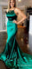 Simple Green Spaghetti Strap Mermaid Long Prom Dress with Train, Evening Dress, PD381784
